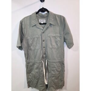 Vintage Lucky Brand LG Sage Green Utility Romper Goblincore Cottagecore Safari